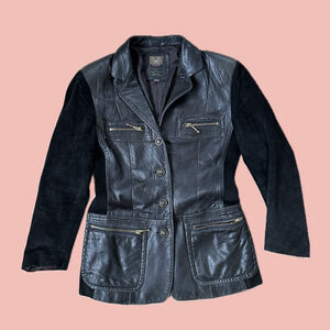 Laurence Roy Leather Jacket M – Lambskin, Suede Panels, Fitted Blazer